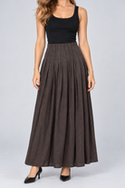 LV1111S263AN brown skirt waist and fabric detail