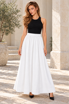 LV1324S263HZ white skirt on model, lifestyle view