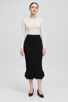 Black midi skirt — full front