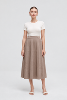 Beige midi skirt — full front