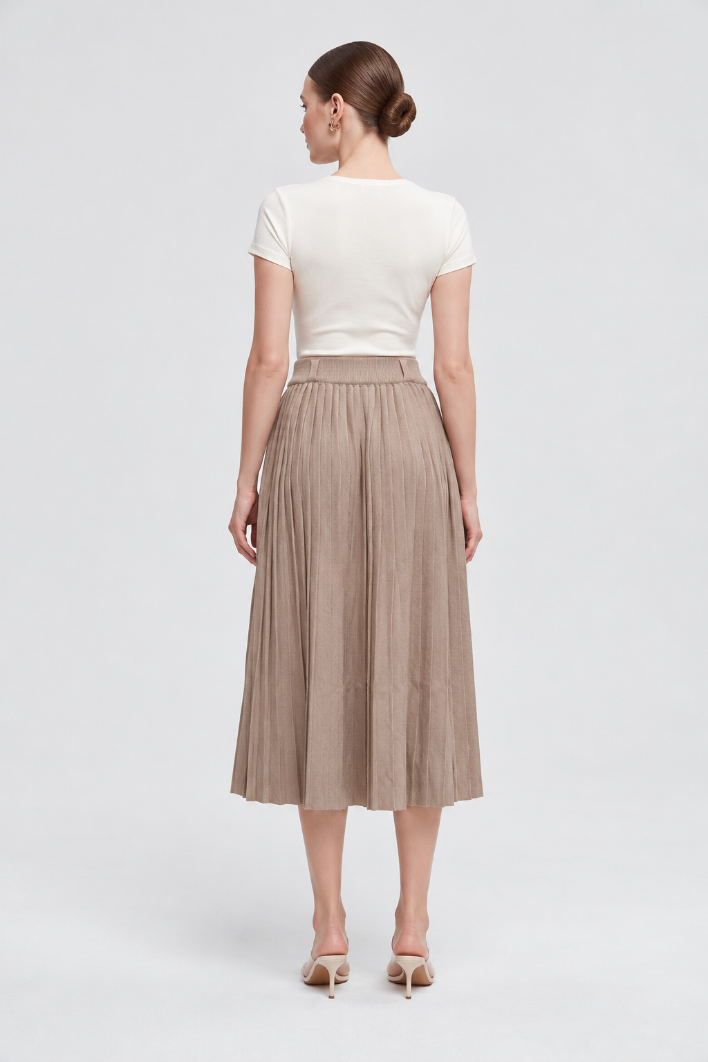 Beige midi skirt — back view