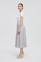 Gray midi skirt — side view