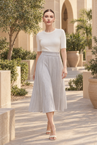 Gray midi skirt — lifestyle