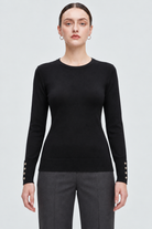 MA0762W264CDY black long sleeve top on Alice - garment-focused front