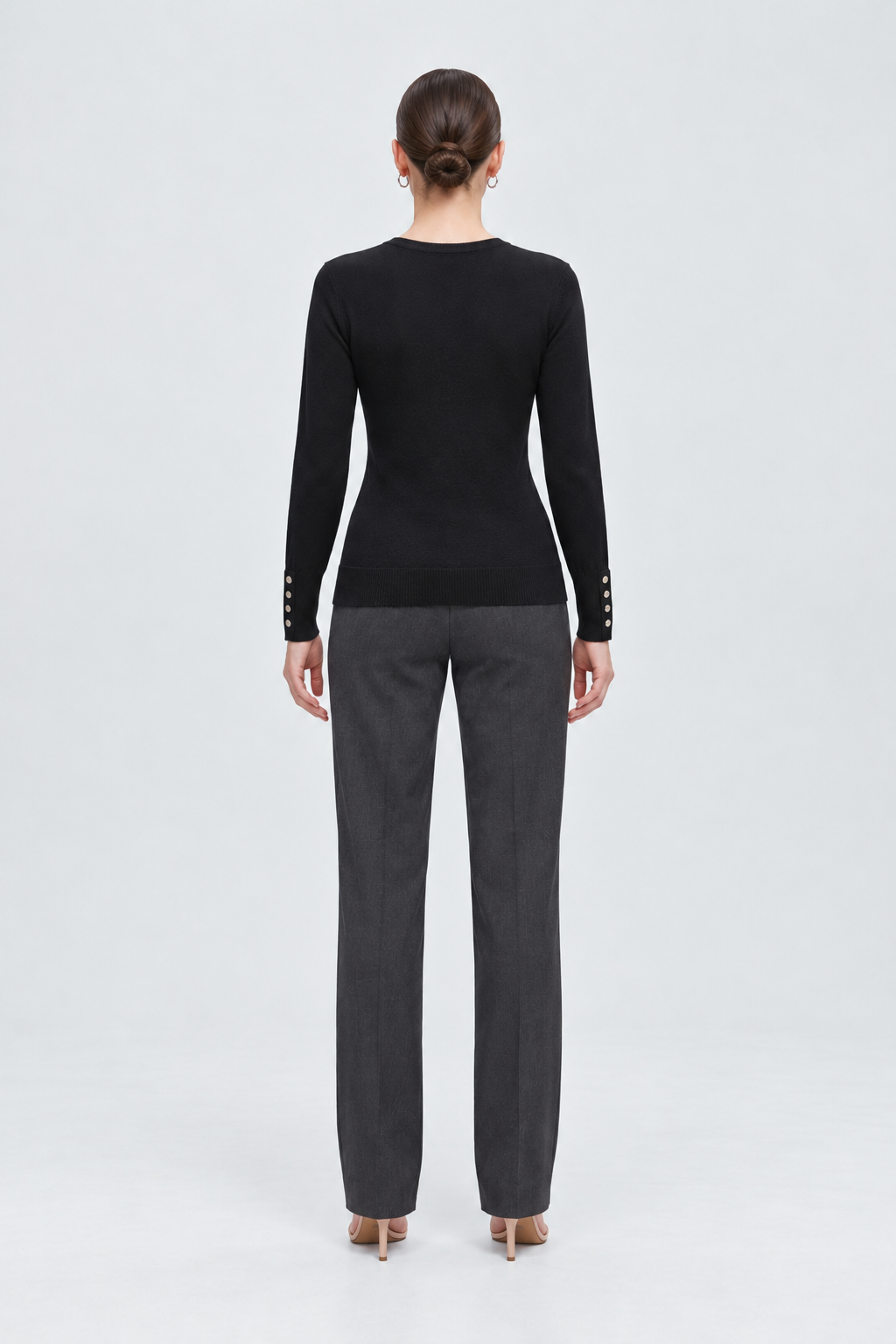 MA0762W264CDY black long sleeve top on Alice - back