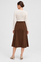 MA0873W264WN brown corduroy skirt, back view