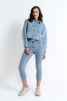 ميكا بنطلون جينز 3/4 نسائي سكيني أزرق فاتح