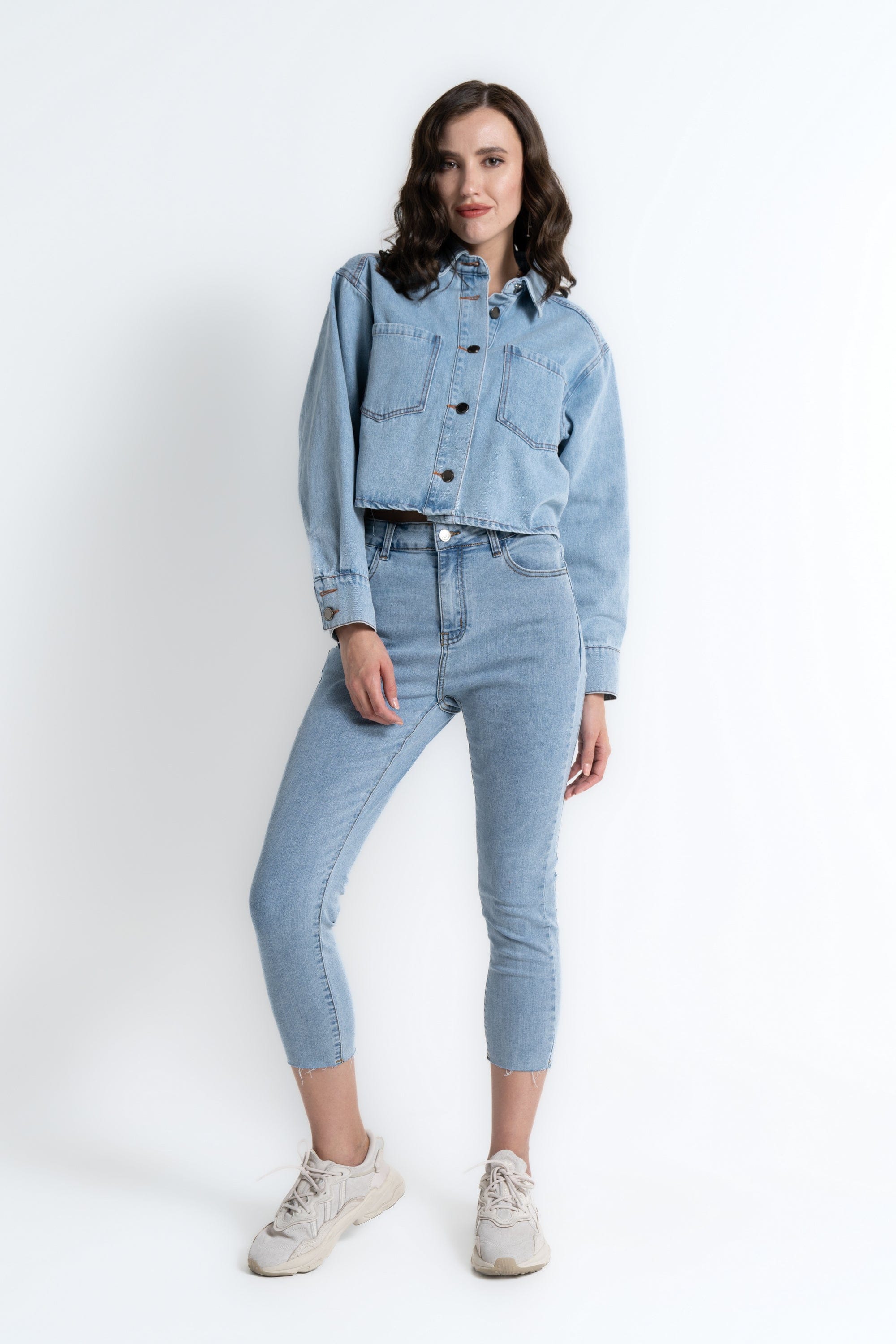 ميكا بنطلون جينز 3/4 نسائي سكيني أزرق فاتح