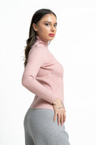 ميكا بلوفر برقبة سادة مخطط كم طويل نسائي