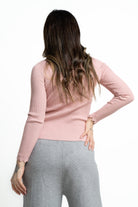 ميكا بلوفر برقبة سادة مخطط كم طويل نسائي