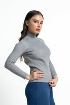 ميكا بلوفر برقبة سادة مخطط كم طويل نسائي