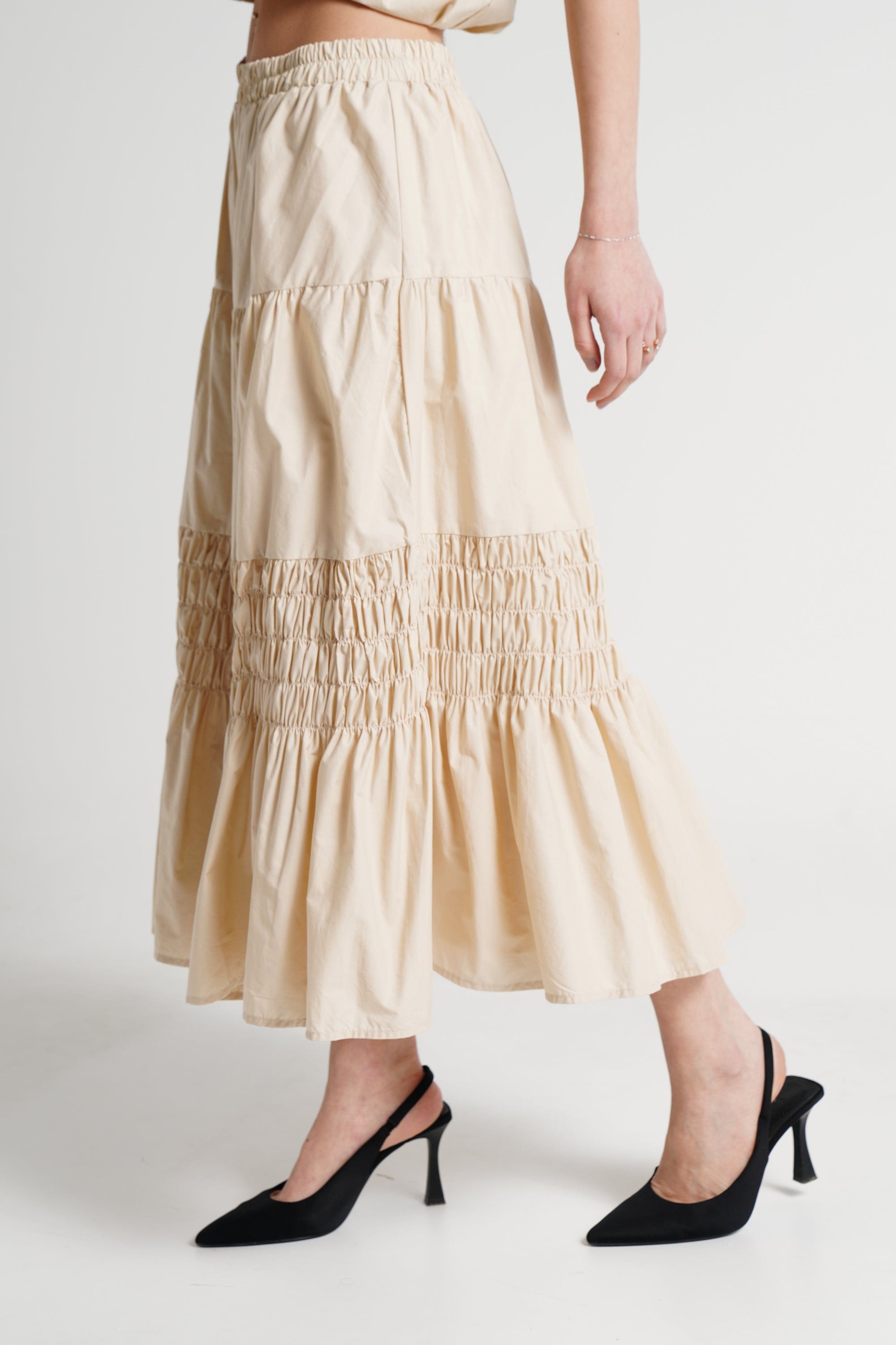 ميكا تنورة ميدي نسائية بخصر مطاطي