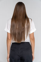 ميكا بلوزة سادة سوداء متداخلة قصيرة