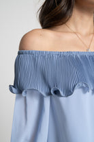 ميكا بلوزة سادة أوف شولدر مكشكشة 3/4 كم نسائي