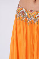 ميكا تنورة ميدي نسائية مطبوعة بزهور برتقالي