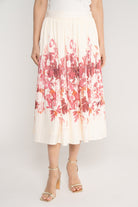 ميكا تنورة ميدي بليسيه منقوشة خصر مرتفع نسائي