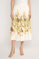 ميكا تنورة ميدي بليسيه منقوشة خصر مرتفع نسائي