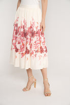 ميكا تنورة ميدي بليسيه منقوشة خصر مرتفع نسائي