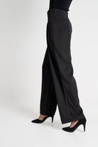 ميكا بنطلون طويل سادة بأزرار أمامية واسع نسائي