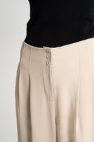 ميكا بنطلون طويل سادة بأزرار أمامية واسع نسائي