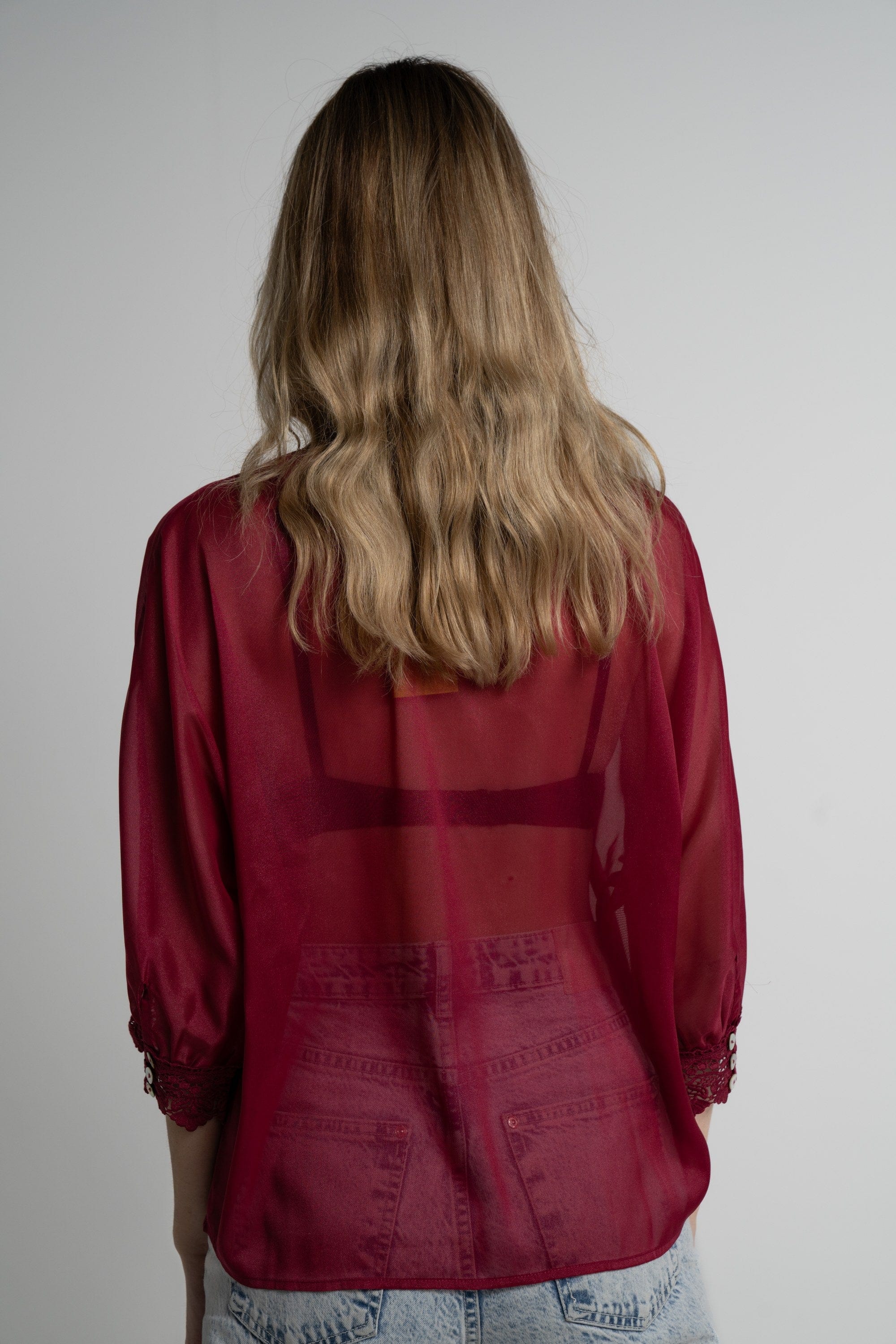 ميكا بلوزة مكشكشة أمامية 3/4 كم نسائي