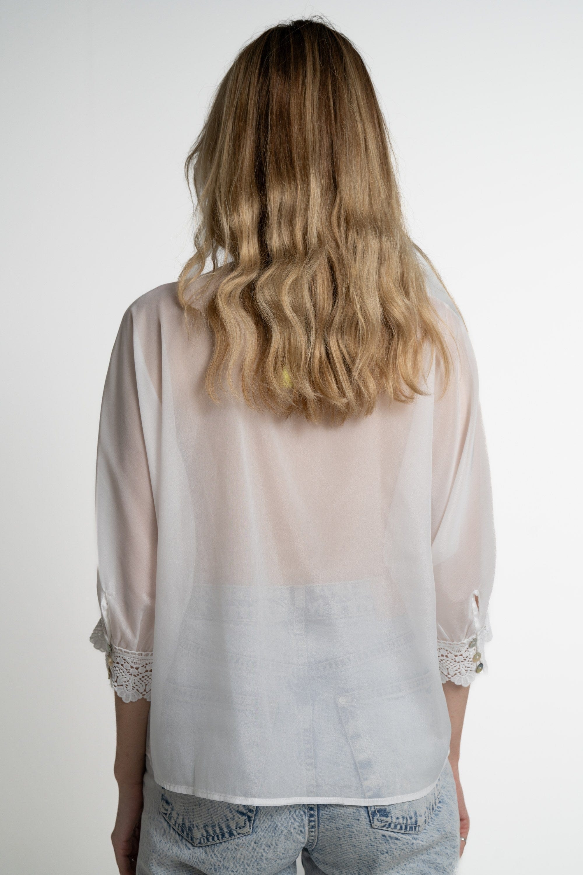 ميكا بلوزة مكشكشة أمامية 3/4 كم نسائي