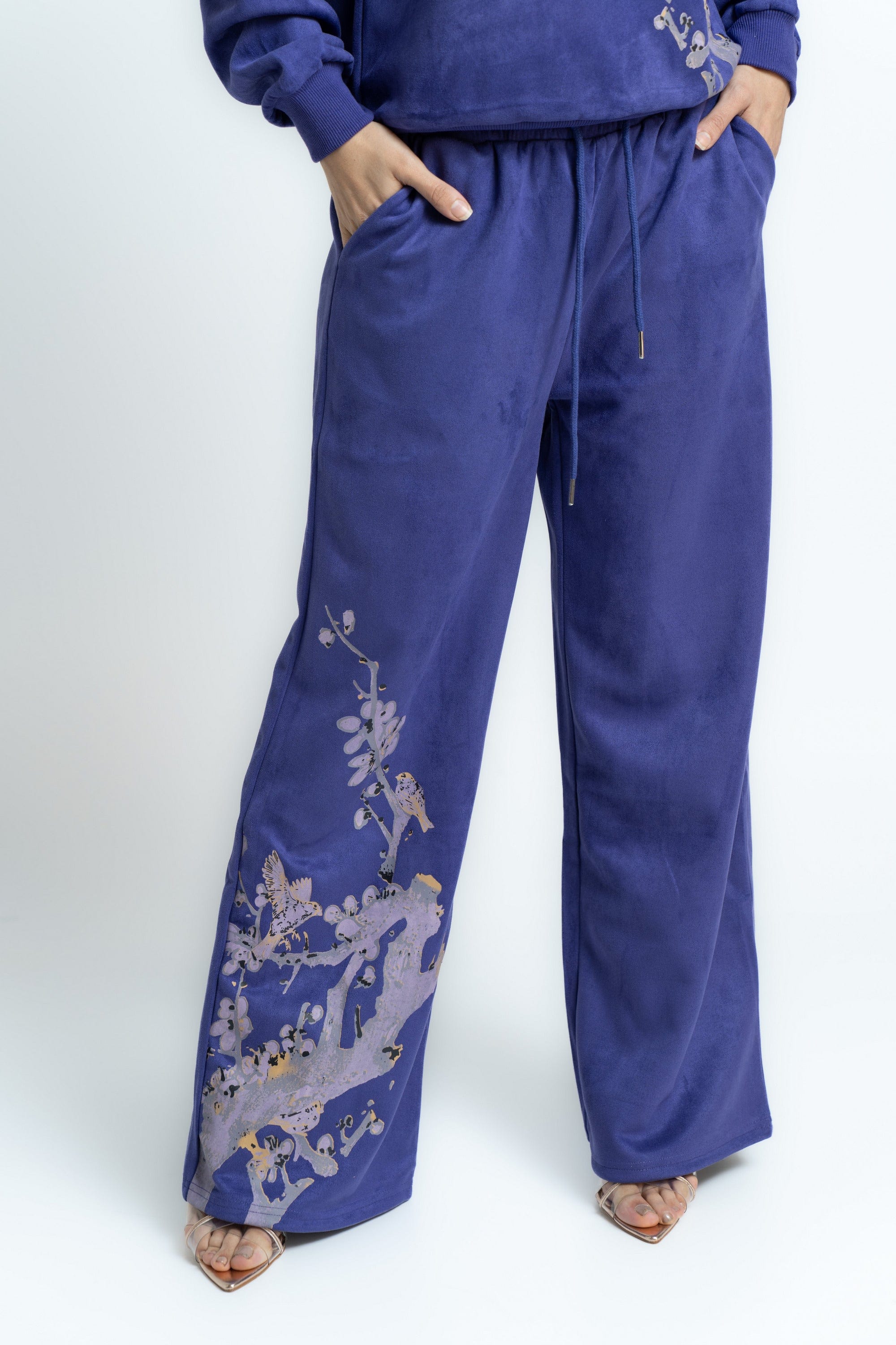 ميكا بنطلون بطباعة وبرباط على الخصر