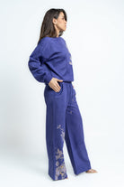 ميكا بنطلون بطباعة وبرباط على الخصر