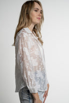 ميكا قميص بأكمام طويلة شفاف مورد نسائي