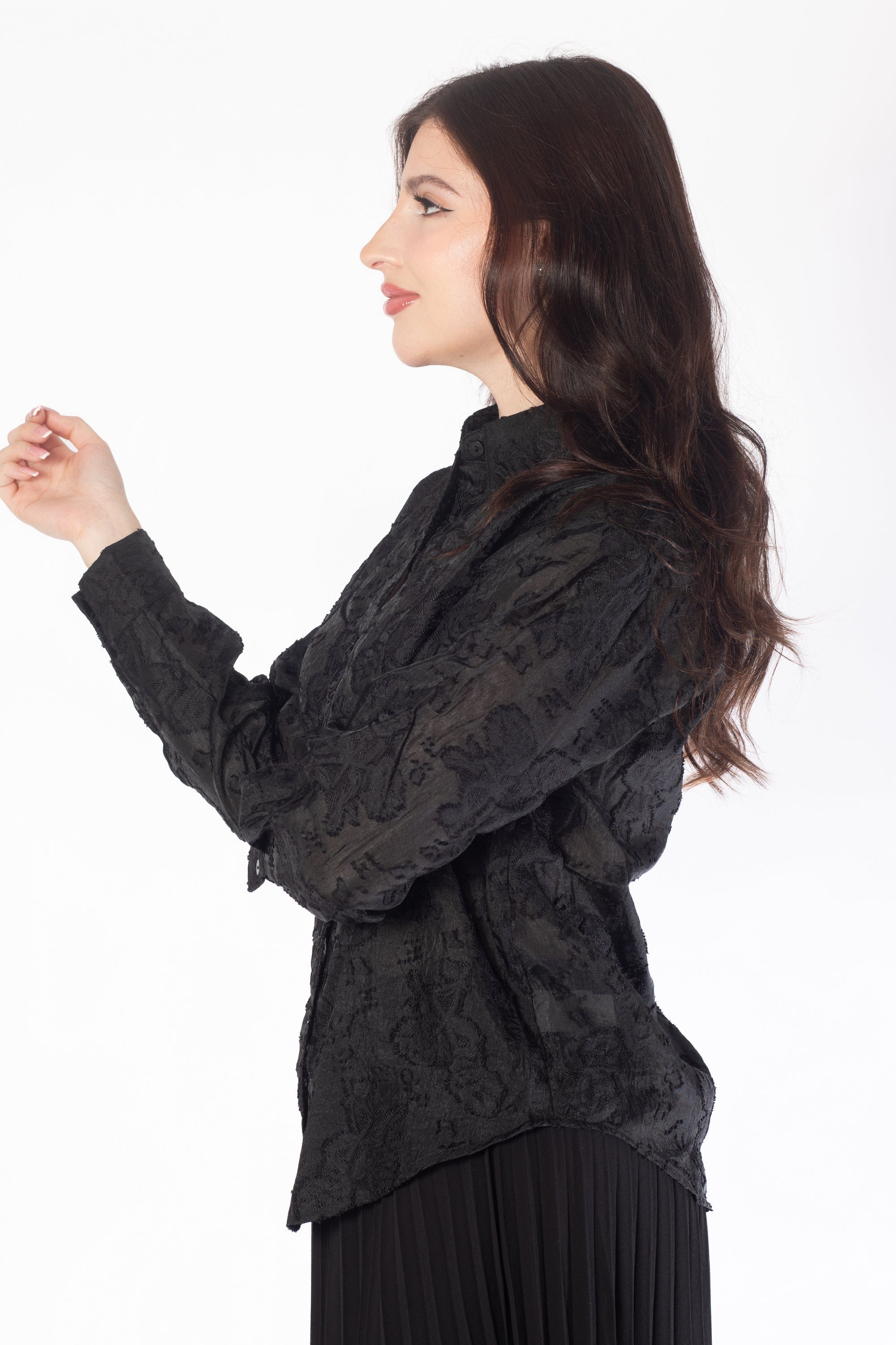 ميكا قميص بأكمام طويلة شفاف مورد نسائي