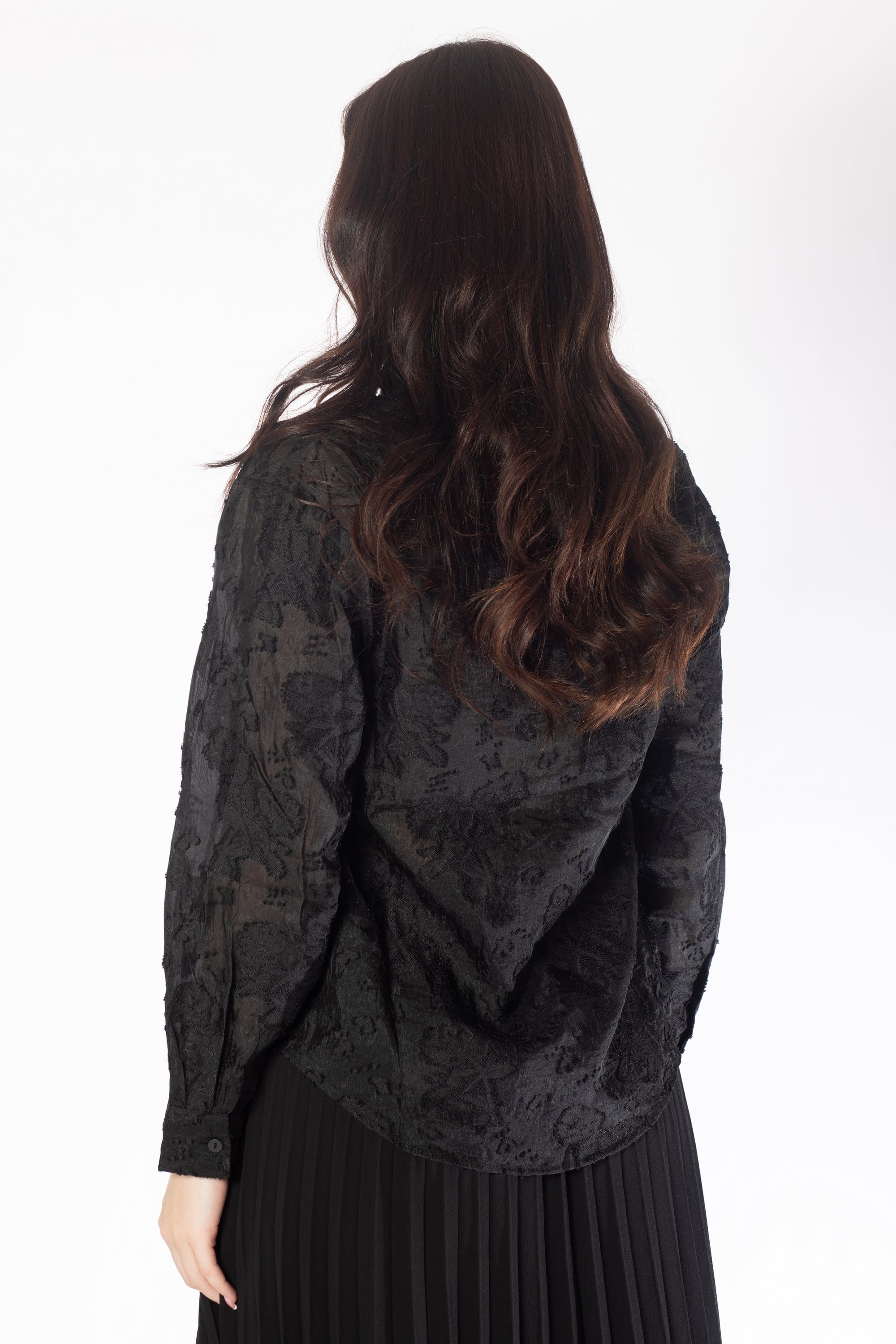 ميكا قميص بأكمام طويلة شفاف مورد نسائي