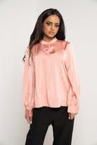 ميكا بلوزة سادة بطبقات جانبية كم طويل نسائي