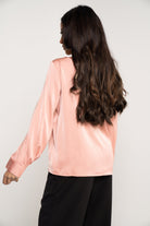 ميكا بلوزة سادة بطبقات جانبية كم طويل نسائي