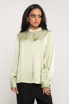 ميكا بلوزة سادة بطبقات جانبية كم طويل نسائي