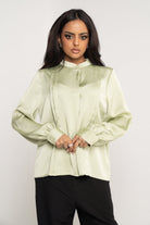 ميكا بلوزة سادة بطبقات جانبية كم طويل نسائي