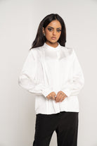 ميكا بلوزة سادة بطبقات جانبية كم طويل نسائي