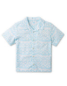 جينجرسنابس قميص منقوش بأزرار أمامية نص كم وياقة أولادي أزرق