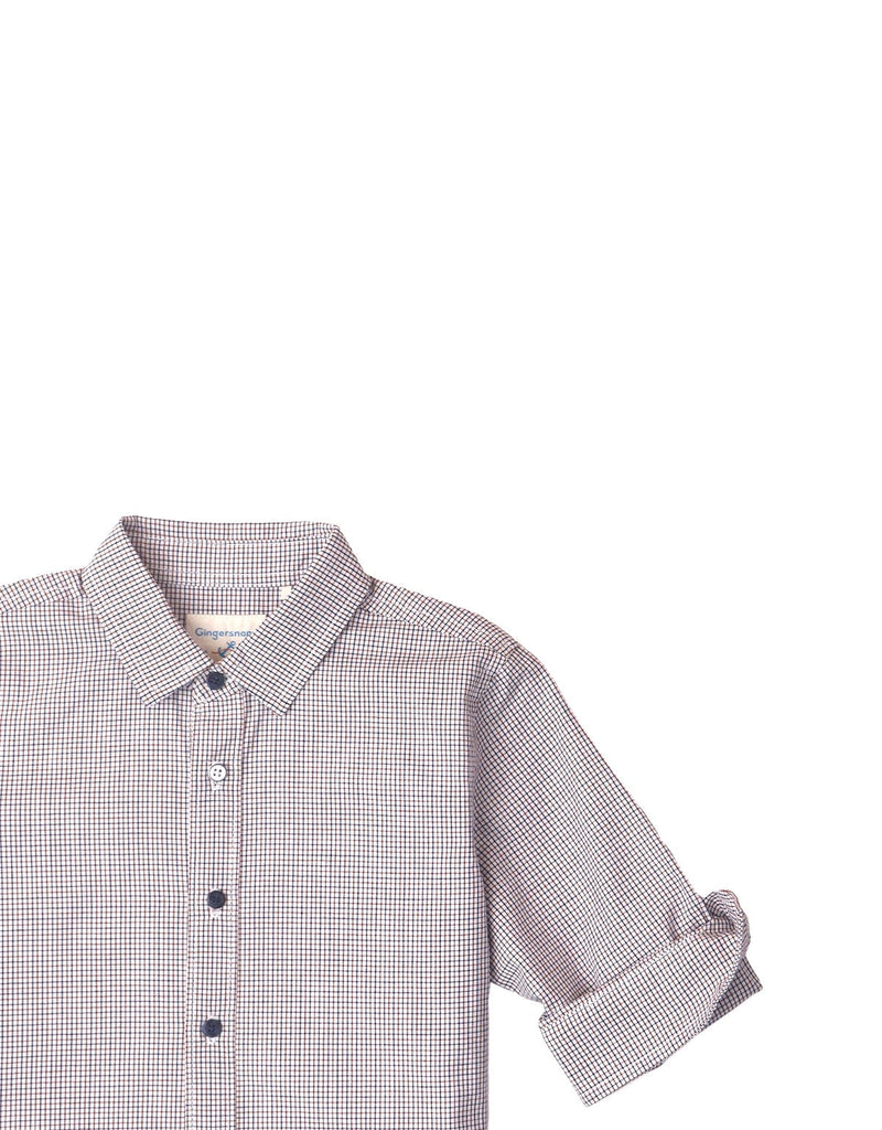 جينجرسنابس قميص بولو مربعات كم طويل بأزرار أمامية ولادي متعدد الألوان