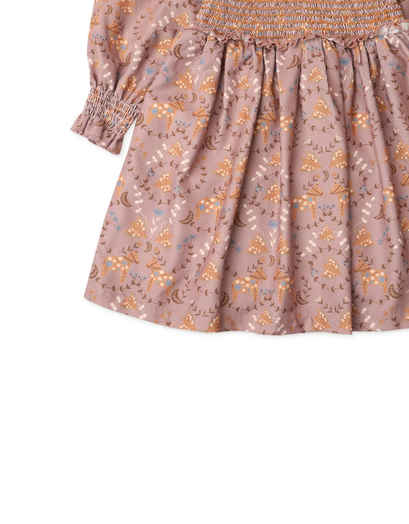 جينجرسنابس فستان بناتي منقوش بزهور بكشكشه على الصدر والاكمام متعدد الألوان