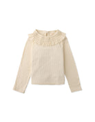 جينجرسنابس بلوزة بناتي رضع مزخرفة عالصدر كم طويل بيج