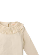 جينجرسنابس بلوزة بناتي رضع مزخرفة عالصدر كم طويل بيج