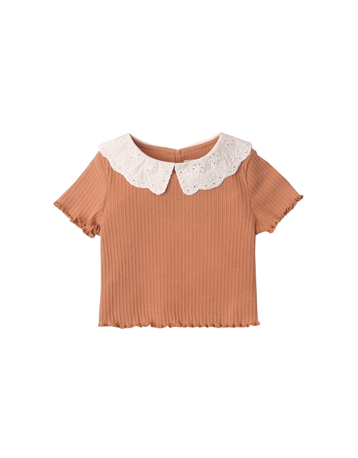 جينجرسنابس بلوزة مضلعة بياقة مخرمة بناتي رضع بني