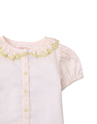 جينجرسنابس بلوزة سادة بأزرار أمامية نص كم بف بيبي بناتي أوف وايت