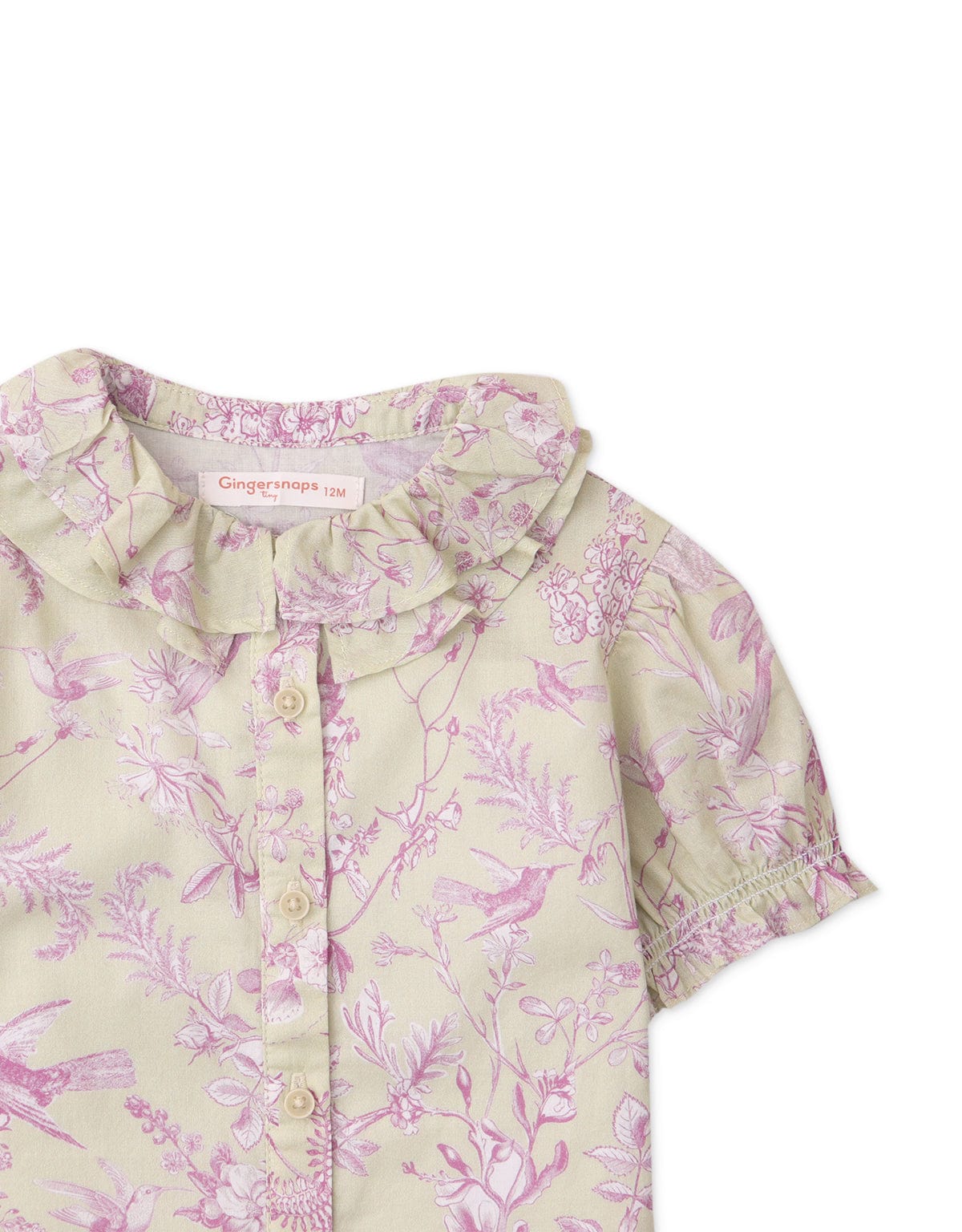جينجرسنابس بلوزة منقوشة بف بأزرار أمامية بيبي بناتي متعدد الألوان