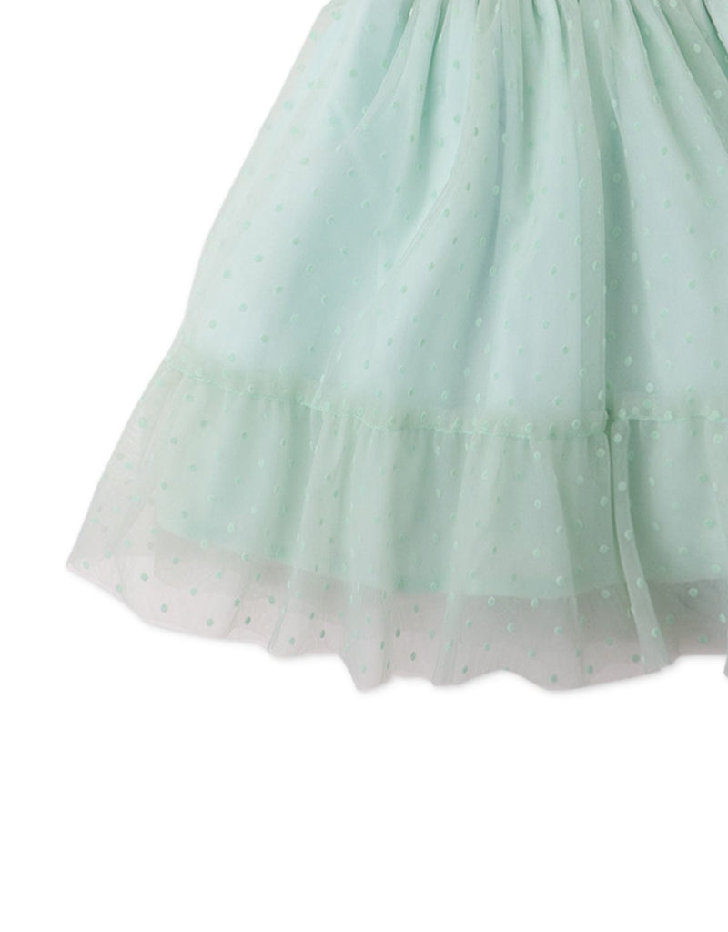 جينجرسنابس فستان بيبي بناتي منسوج شيفون بف مكشكش أخضر