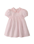 جينجرسنابس فستان بيبي بناتي منسوج بزرار أمامي نص كم بف وردي