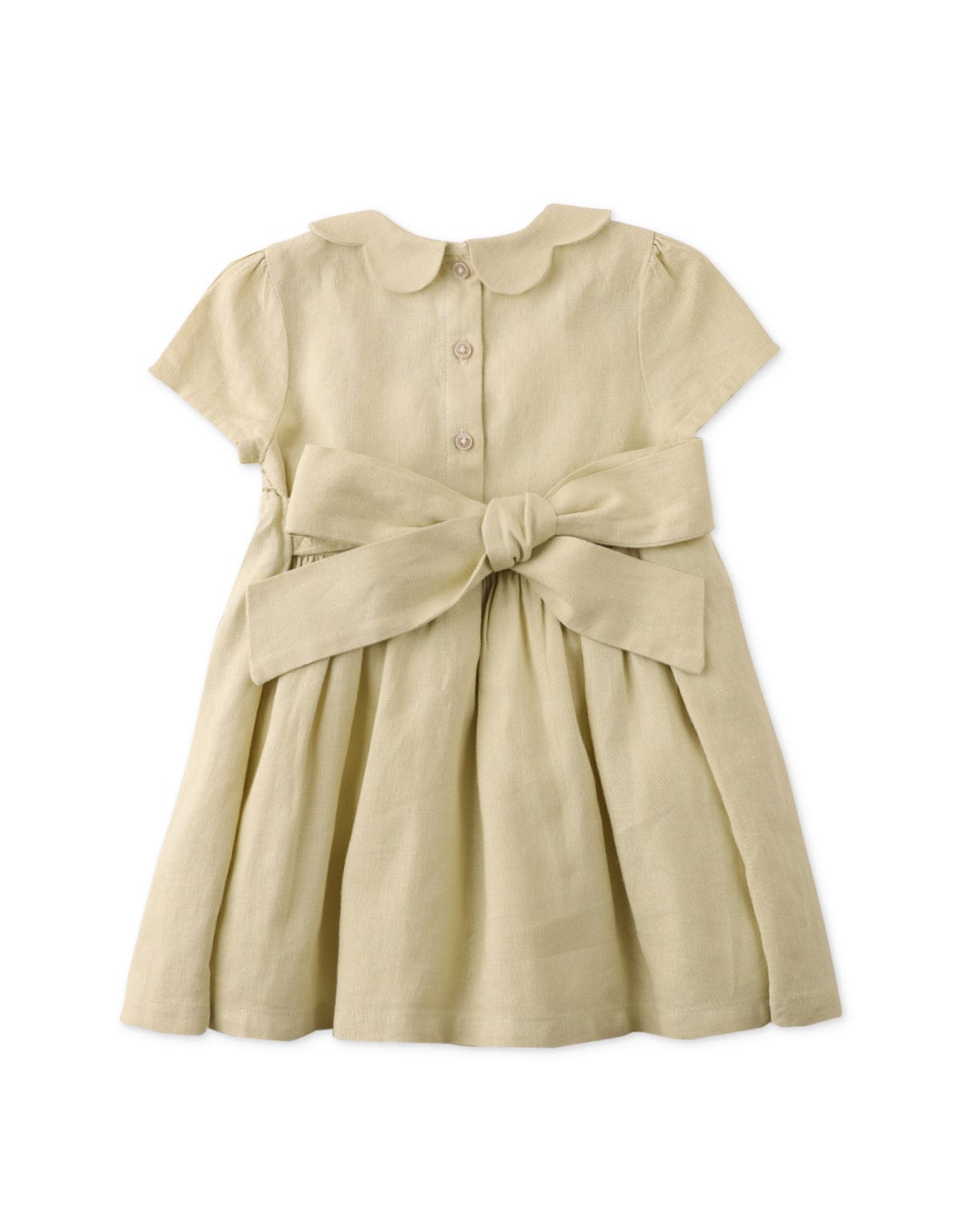 جينجرسنابس فستان بيبي بناتي خصر مطاطي وكم قصير أخضر