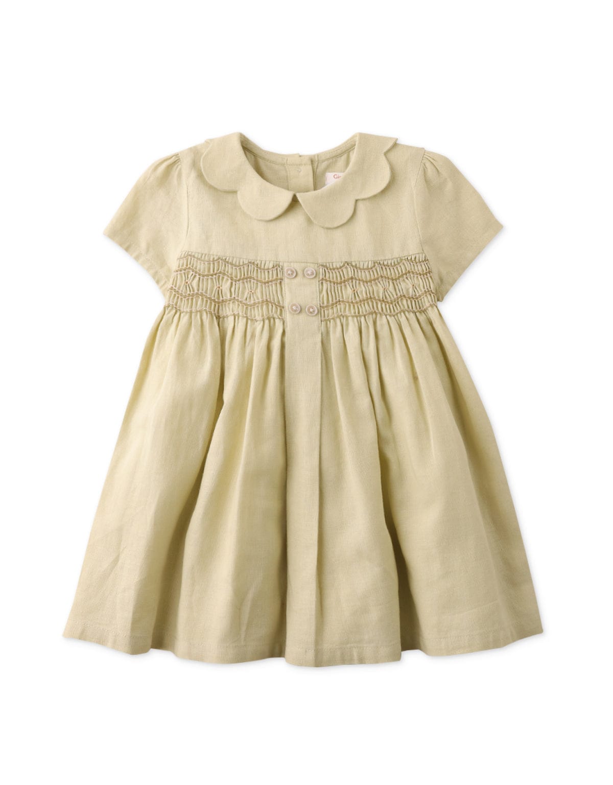 جينجرسنابس فستان بيبي بناتي خصر مطاطي وكم قصير أخضر