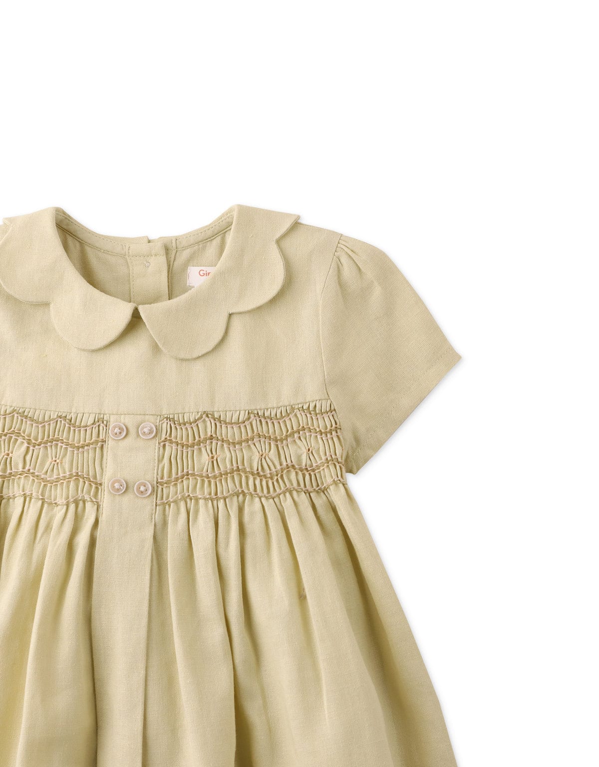 جينجرسنابس فستان بيبي بناتي خصر مطاطي وكم قصير أخضر