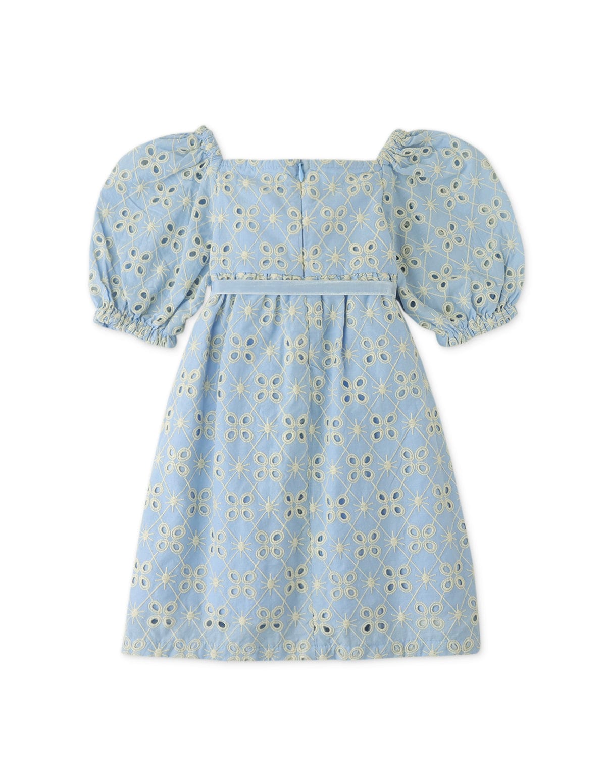 جينجرسنابس فستان بيبي بناتي منسوج مخرم نص كم بف أزرق